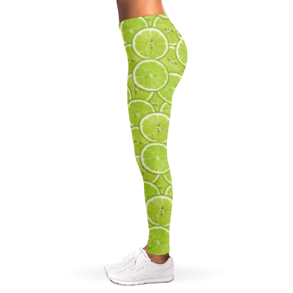 Green Lime Slices Pattern Print Women's Leggings