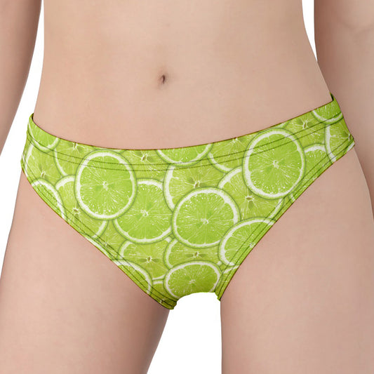 Green Lime Slices Pattern Print Women's Panties