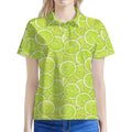 Green Lime Slices Pattern Print Women's Polo Shirt