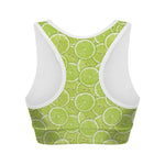 Green Lime Slices Pattern Print Women's Sports Bra