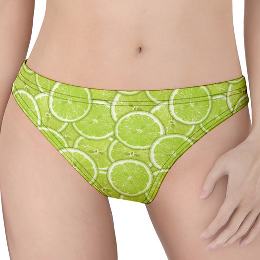 Green Lime Slices Pattern Print Women's Thong