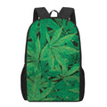 Green Marijuana Leaf Print 17 Inch Backpack