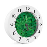 Green Marijuana Leaf Print Alarm Clock