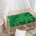 Green Marijuana Leaf Print Baby Crib Sheet