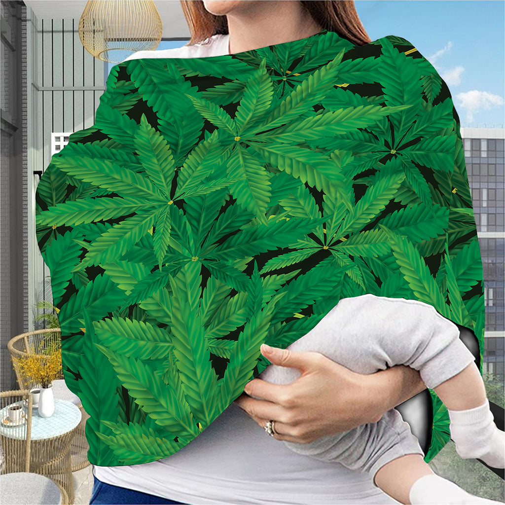 Green Marijuana Leaf Print Baby Seat Cover
