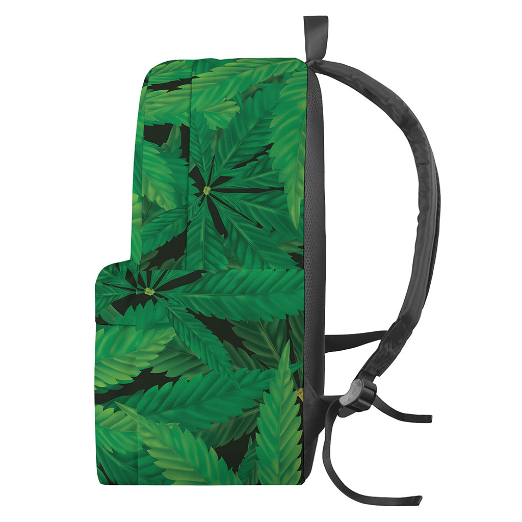 Green Marijuana Leaf Print Backpack