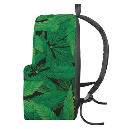 Green Marijuana Leaf Print Backpack