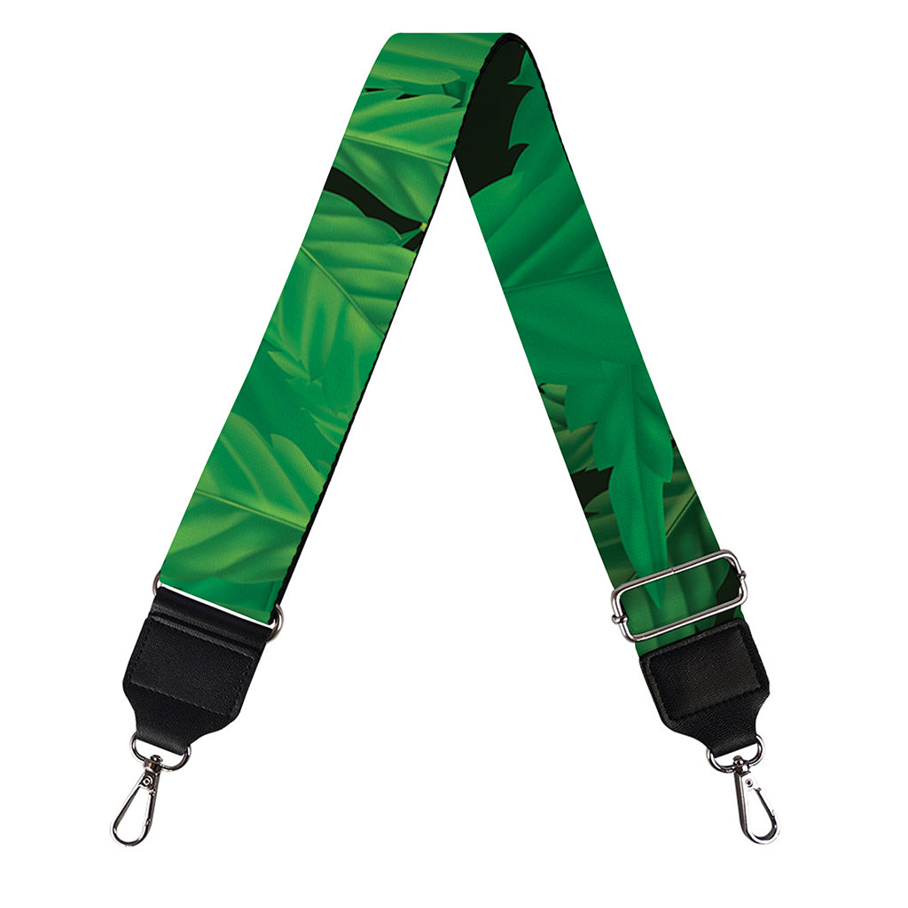Green Marijuana Leaf Print Bag Strap