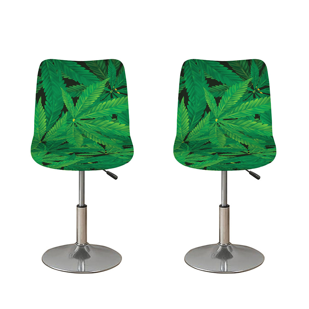 Green Marijuana Leaf Print Bar Stool Covers