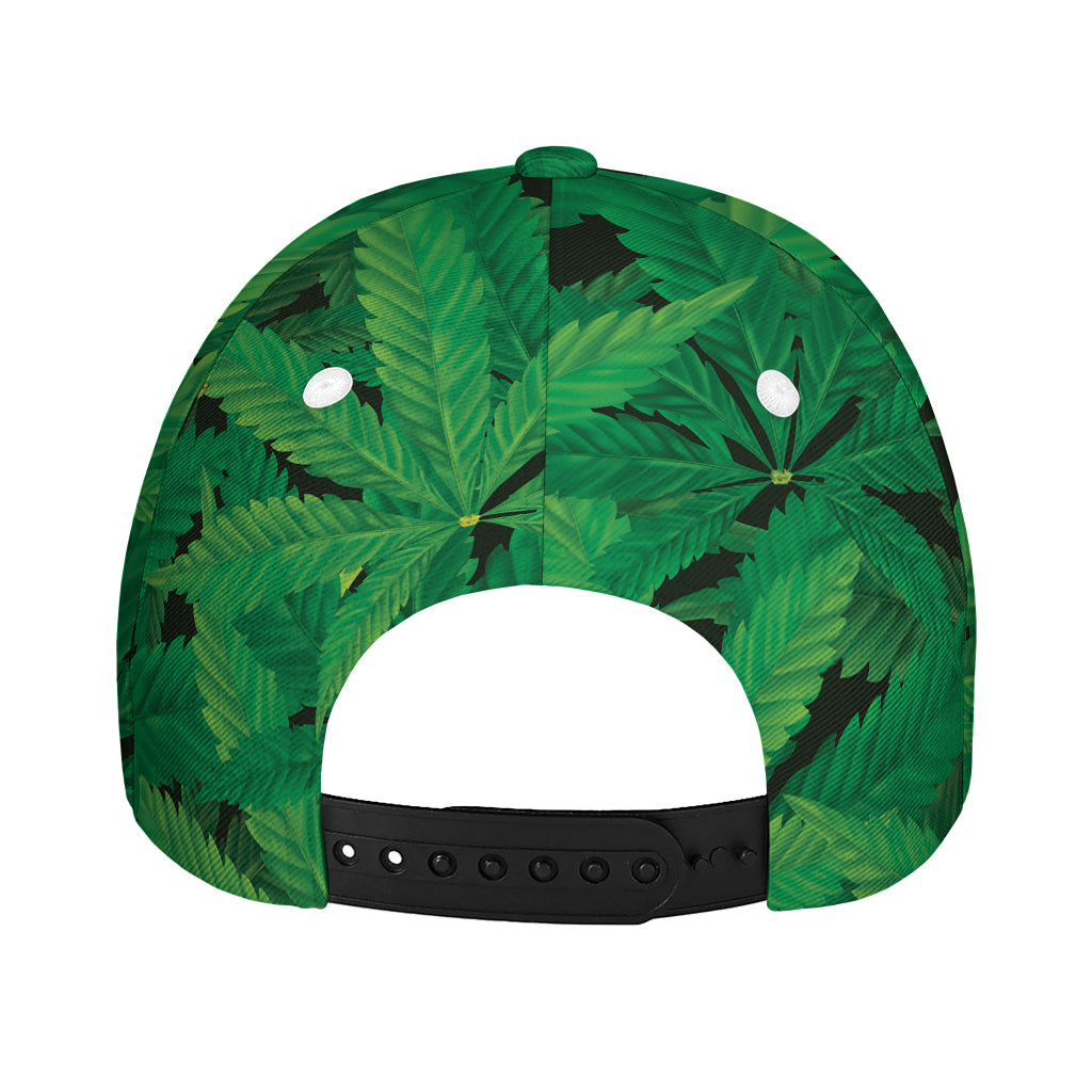 Green Marijuana Leaf Print Baseball Cap