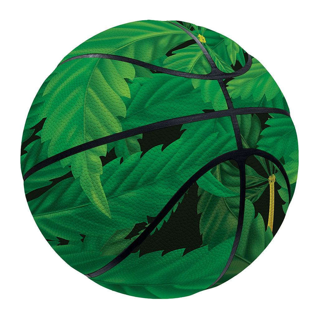 Green Marijuana Leaf Print Basketball