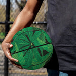 Green Marijuana Leaf Print Basketball