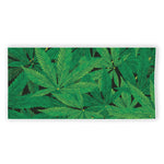 Green Marijuana Leaf Print Beach Towel