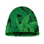 Green Marijuana Leaf Print Beanie
