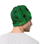 Green Marijuana Leaf Print Beanie