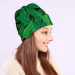 Green Marijuana Leaf Print Beanie
