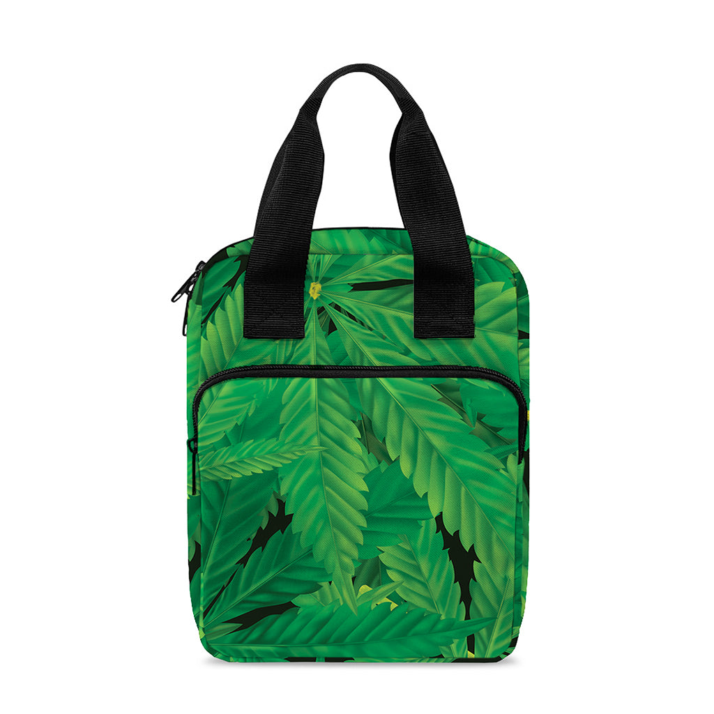 Green Marijuana Leaf Print Bible Tote Bag
