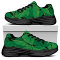 Green Marijuana Leaf Print Black Chunky Shoes
