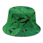 Green Marijuana Leaf Print Bucket Hat