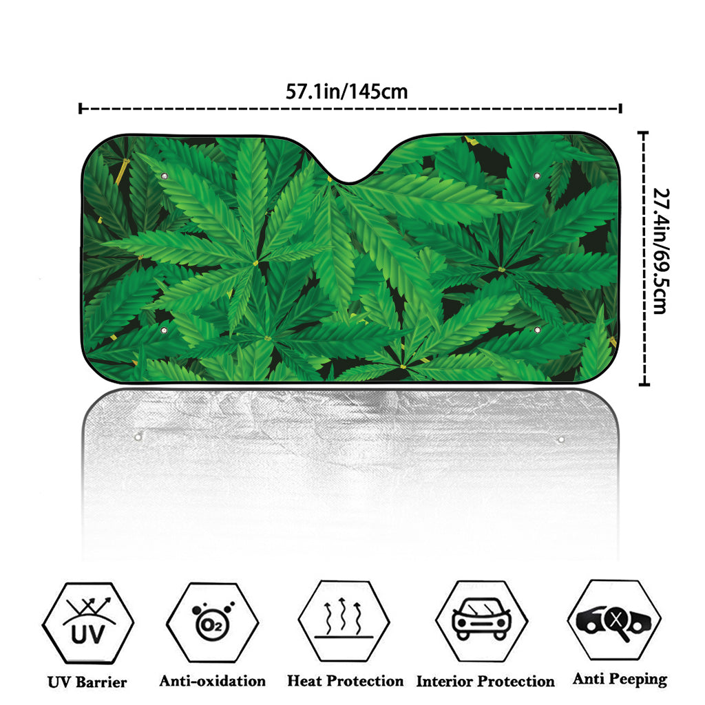 Green Marijuana Leaf Print Car Windshield Sun Shade