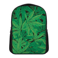 Green Marijuana Leaf Print Casual Backpack