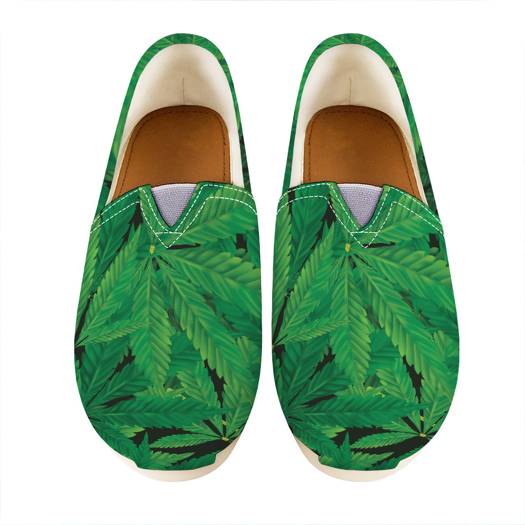 Green Marijuana Leaf Print Casual Shoes