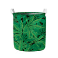 Green Marijuana Leaf Print Collapsible Laundry Basket