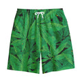 Green Marijuana Leaf Print Cotton Shorts