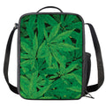 Green Marijuana Leaf Print Crossbody Lunch Bag