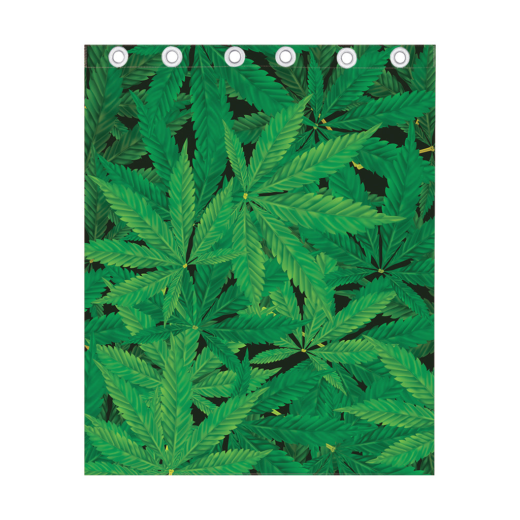 Green Marijuana Leaf Print Curtain