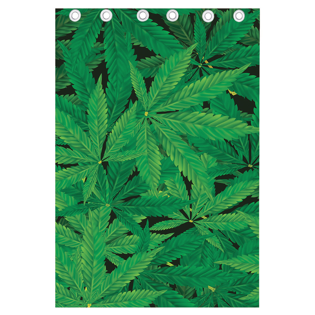 Green Marijuana Leaf Print Curtain