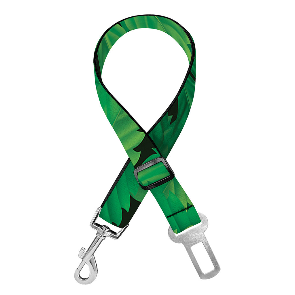 Green Marijuana Leaf Print Dog Seat Belt