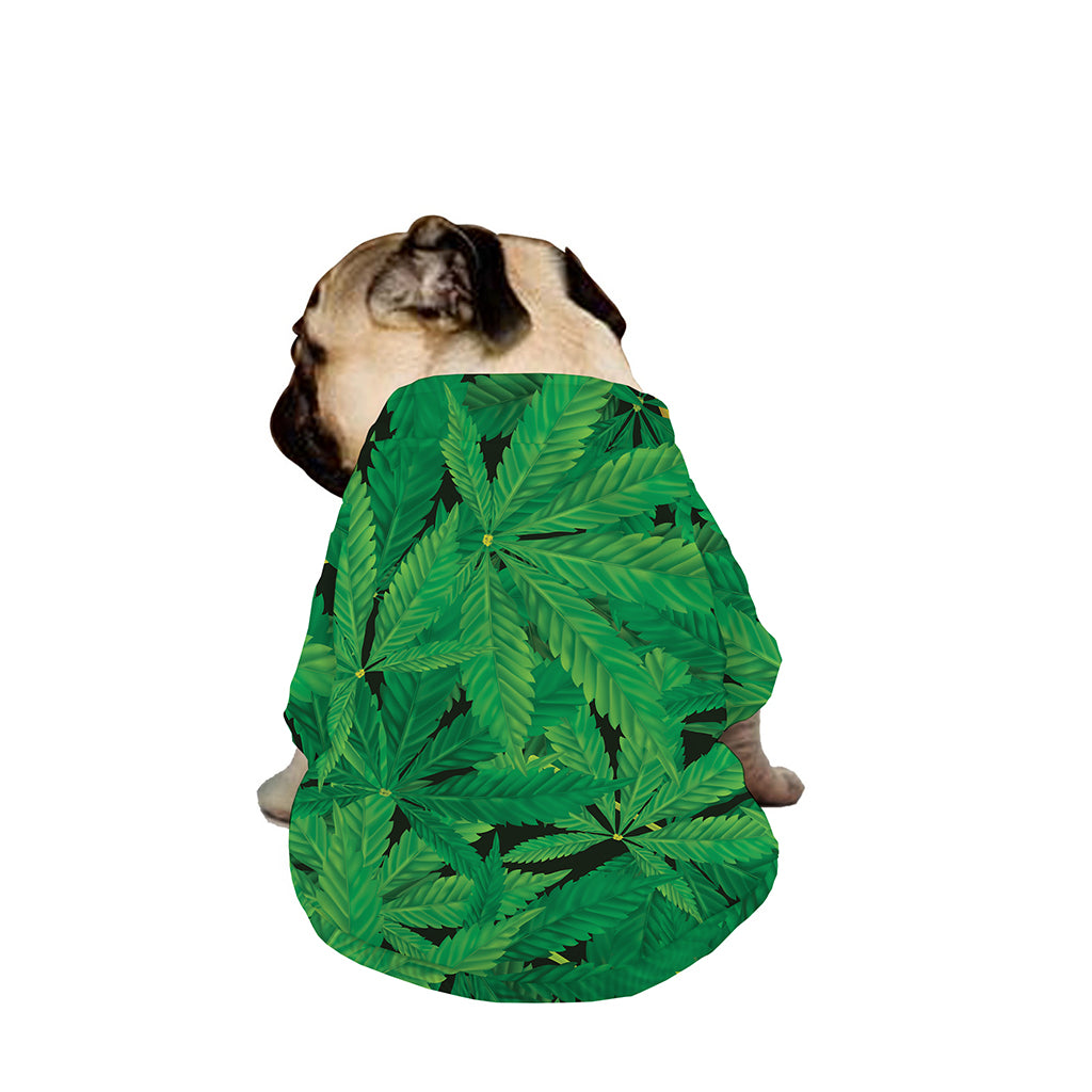Green Marijuana Leaf Print Dog Zip Up Jacket