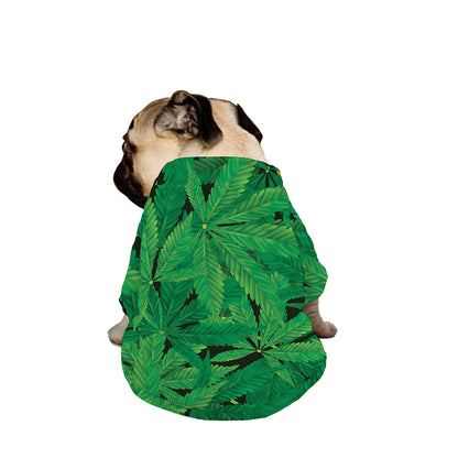 Green Marijuana Leaf Print Dog Zip Up Jacket