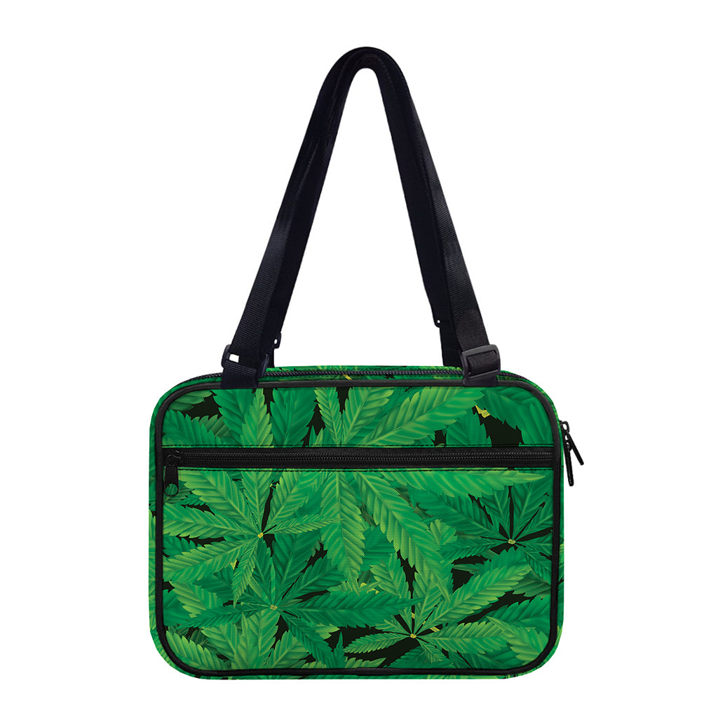 Green Marijuana Leaf Print Double Strap Bible Bag