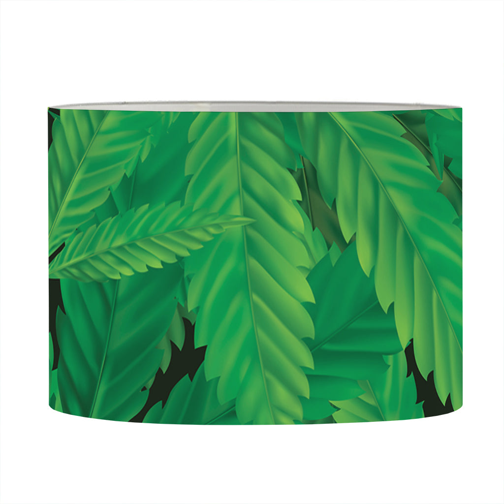 Green Marijuana Leaf Print Drum Lamp Shade