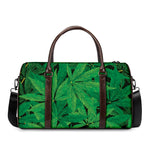 Green Marijuana Leaf Print Duffle Bag