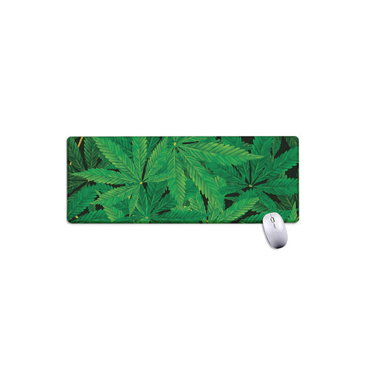 Green Marijuana Leaf Print Extended Mouse Pad