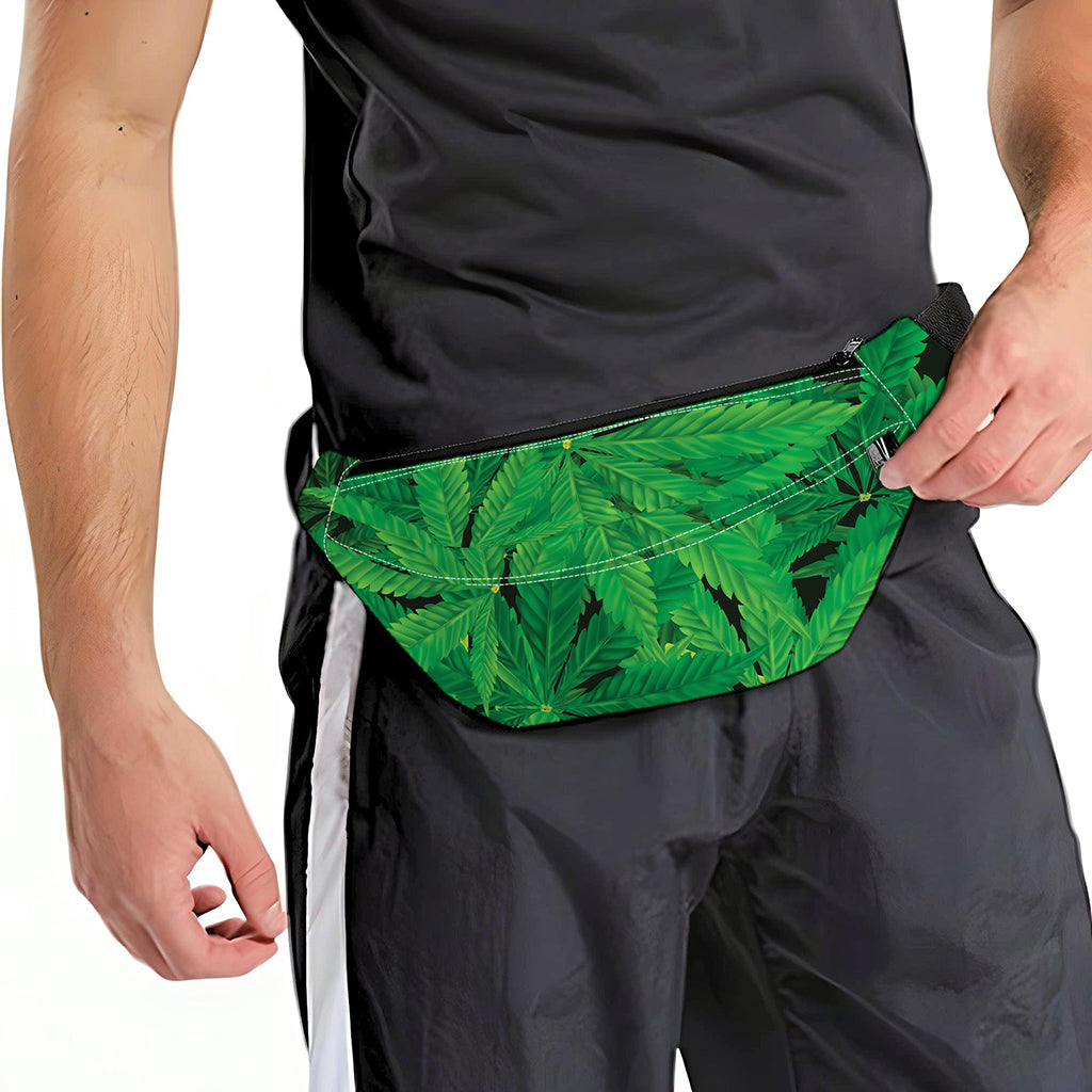 Green Marijuana Leaf Print Fanny Pack