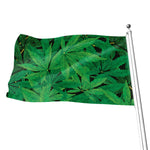 Green Marijuana Leaf Print Flag