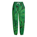 Green Marijuana Leaf Print Fleece Lined Knit Pants