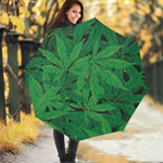 Green Marijuana Leaf Print Foldable Umbrella