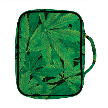 Green Marijuana Leaf Print Front Pocket Bible Bag