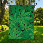 Green Marijuana Leaf Print Garden Flag