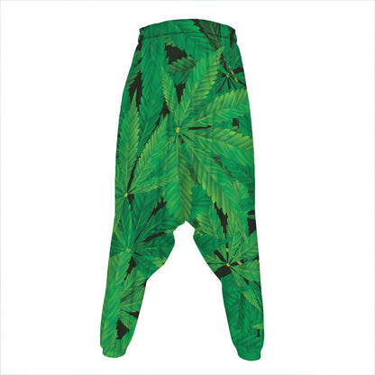 Green Marijuana Leaf Print Hammer Pants