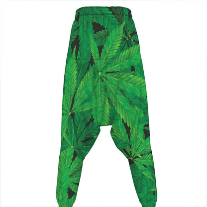Green Marijuana Leaf Print Hammer Pants