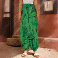 Green Marijuana Leaf Print Harem Pants