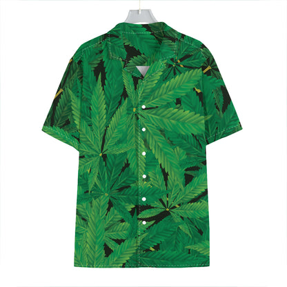 Green Marijuana Leaf Print Hawaiian Shirt