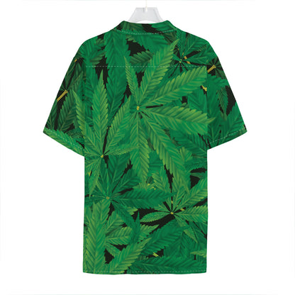 Green Marijuana Leaf Print Hawaiian Shirt