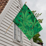 Green Marijuana Leaf Print House Flag